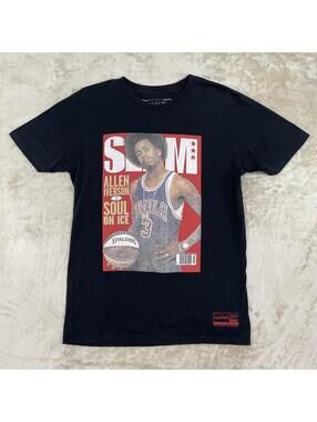 Mitchell & Ness SLAM Allen Iverson Tee Shirt Medium Black Soul On Ice NBA Retro